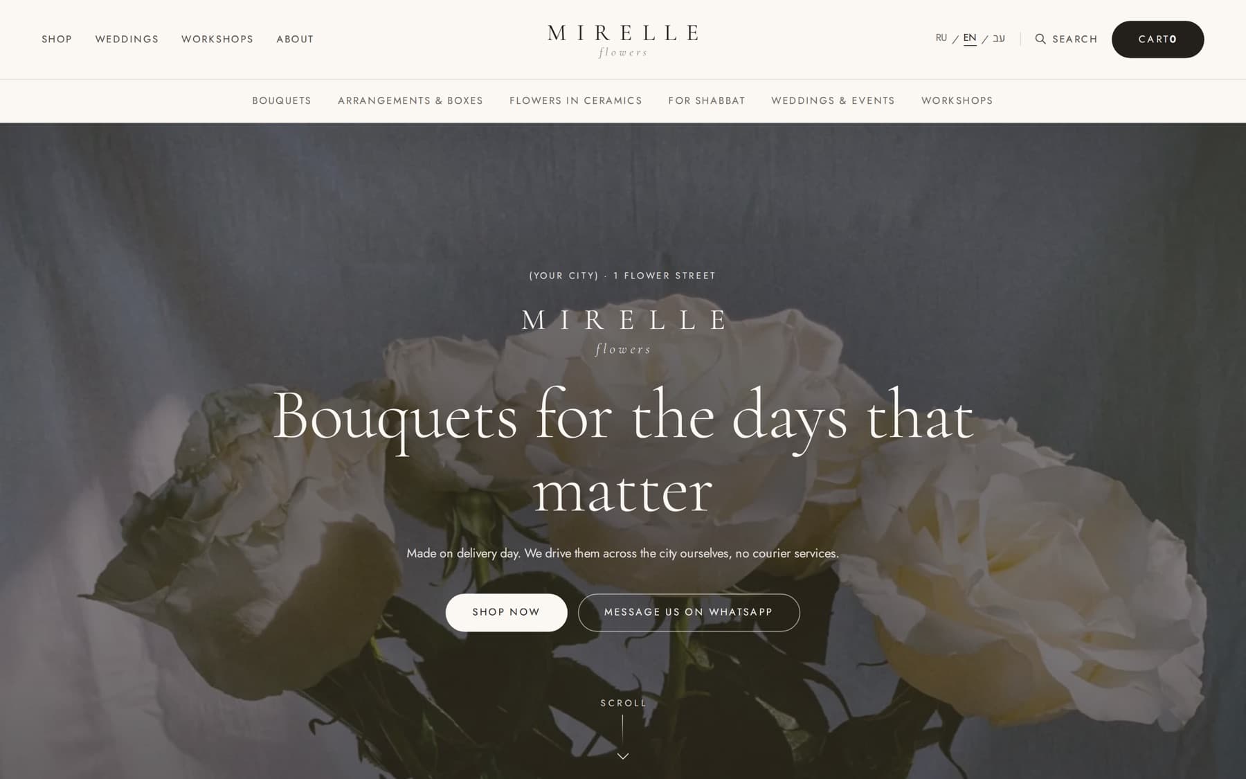 MIRELLE flowers home page