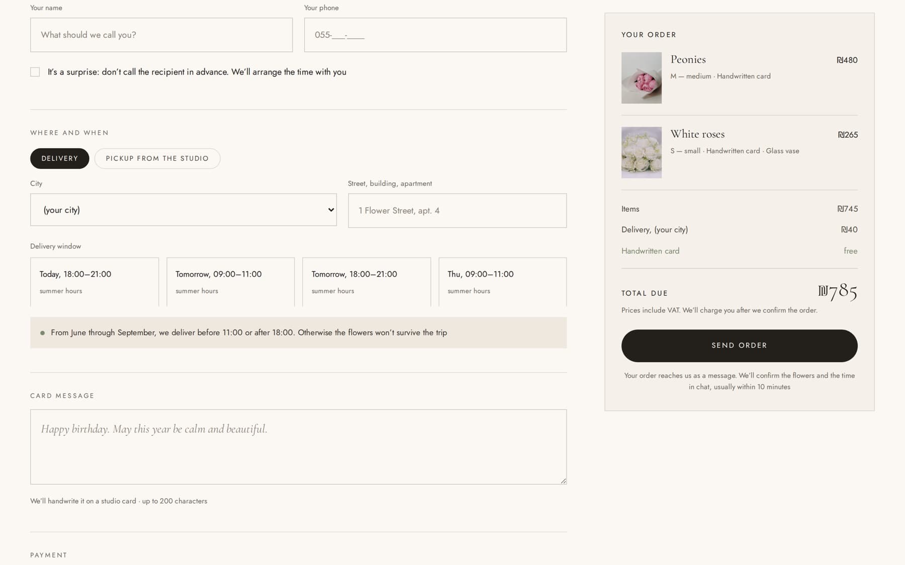 Checkout delivery slots